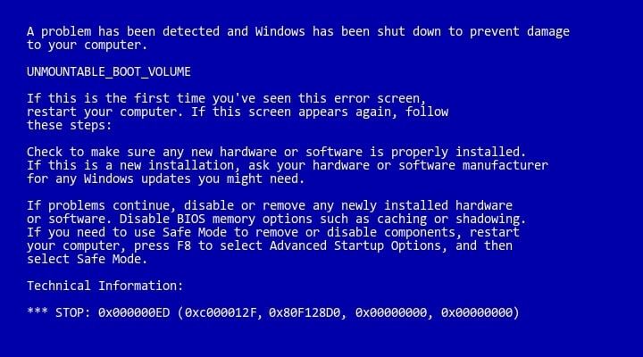 Methods To Fix Blue Screen 0x0000000ed Error 0293